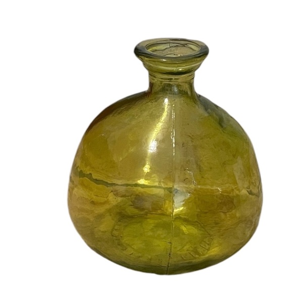 San Miguel Glass Vase Yellow Bulb Shaped Recycled - Picture 4 of 8